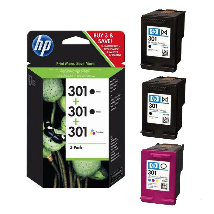 Hp No 301 Black And Colour Printer Ink Cartridge Multipack 6076