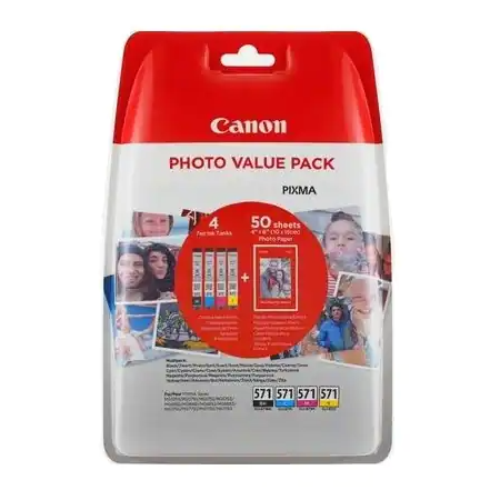 Canon CLI-571 BK/C/M/Y Ink Cartridges Photo Value Pack | Just Ink and Paper